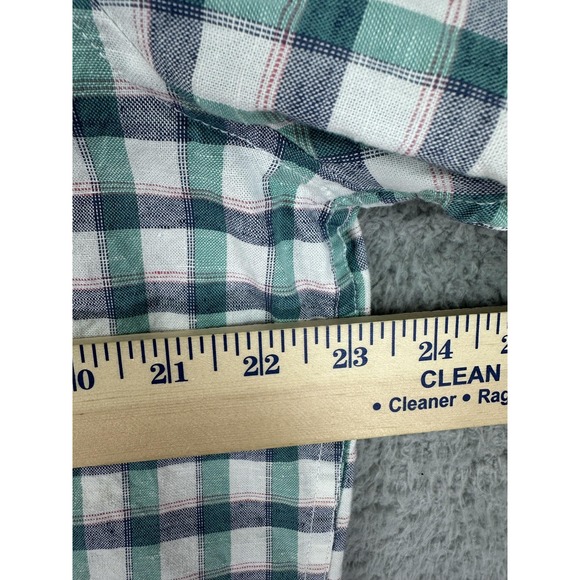 Gap Shirt Mens Large Green Plaid Gingham Button Down Classic Fit Linen Blend Men - Picture 4 of 8